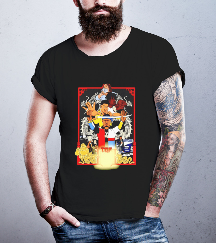 TGF Stinc Team Collage Streetwear Urban Dragons And Cars T-Shirt