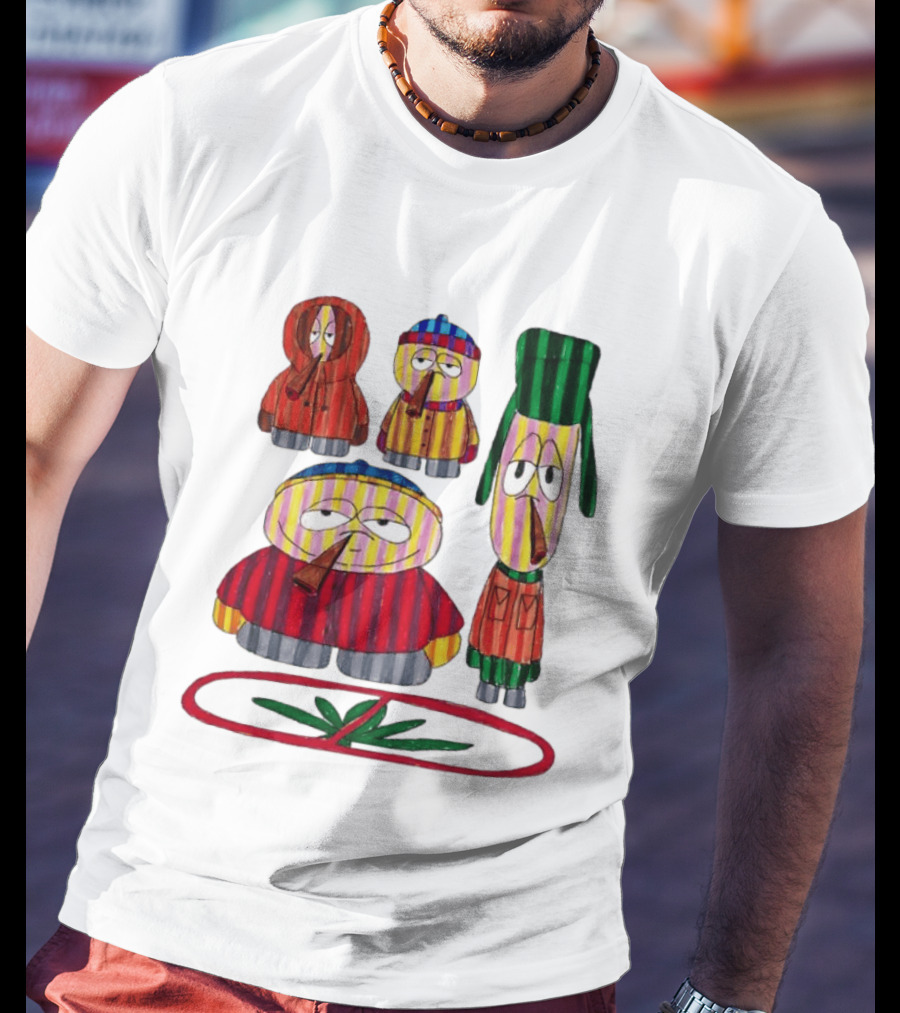 Cartman Stan Kyle Kenny South Park Characters Smoking No Weed Prohibition T-Shirt