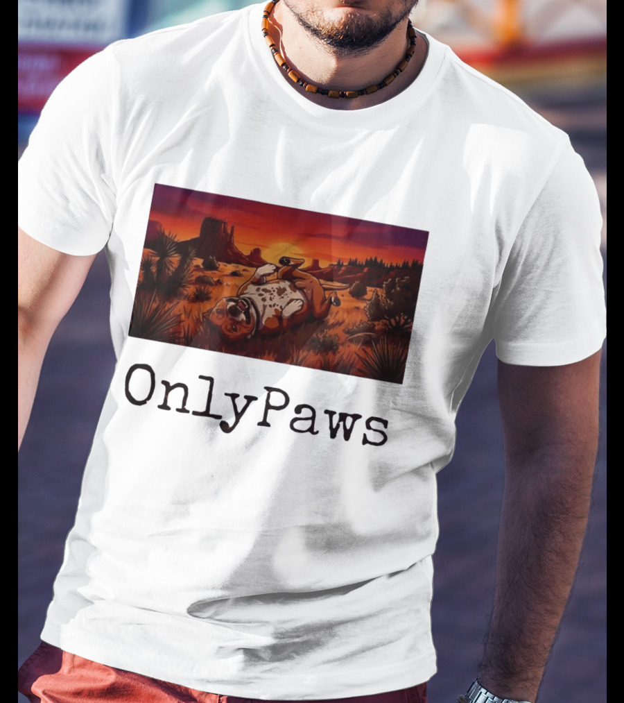 Desert Sunset Playful Pit Bull OnlyPaws Scenic Wonderland T-Shirt
