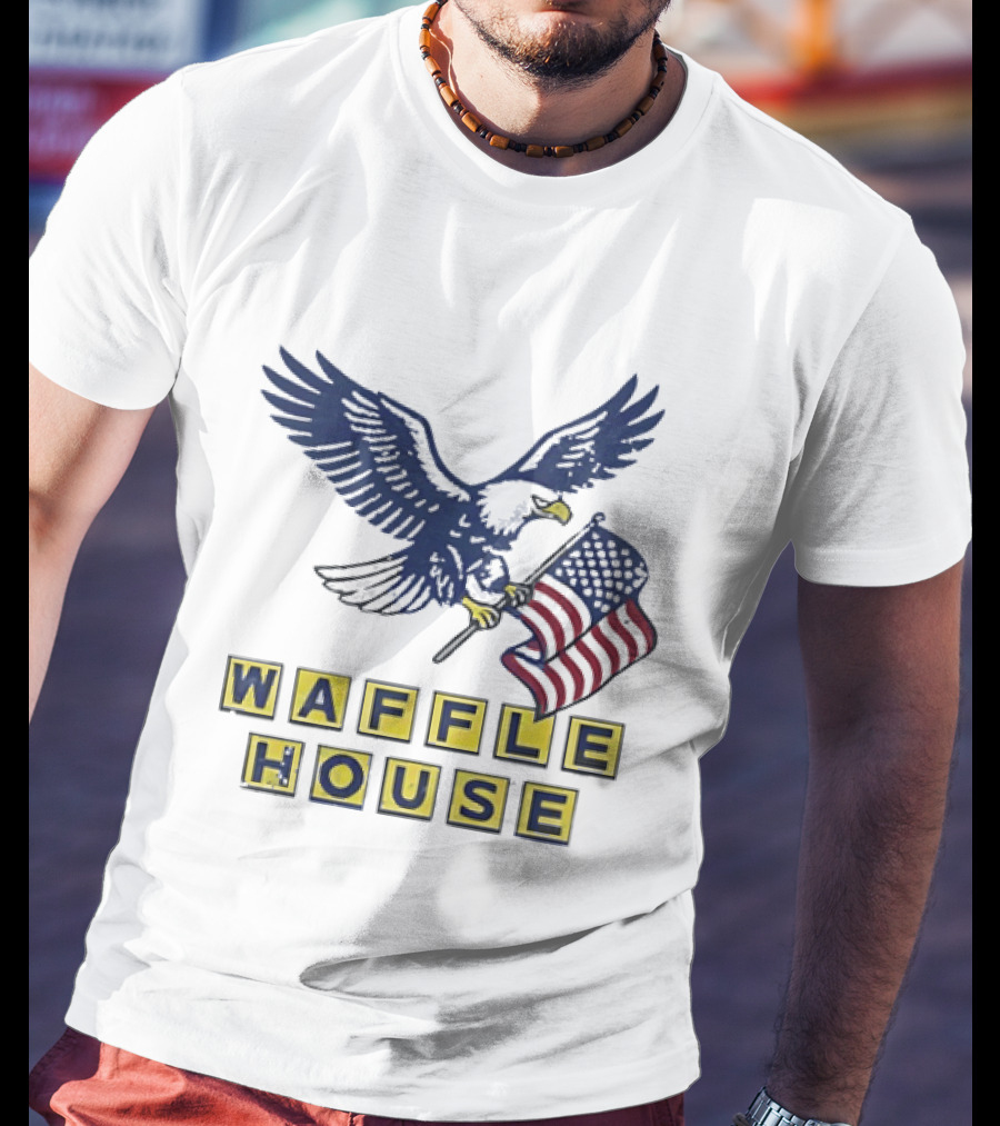 Waffle House Eagle Holding American Flag T-Shirt