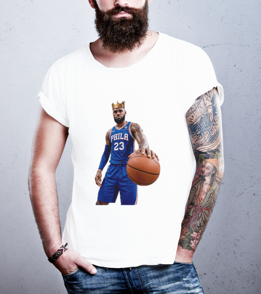 LeBron James King Crown Dribbling Philadelphia 76ers Basketball Player 23 Phila T-Shirt