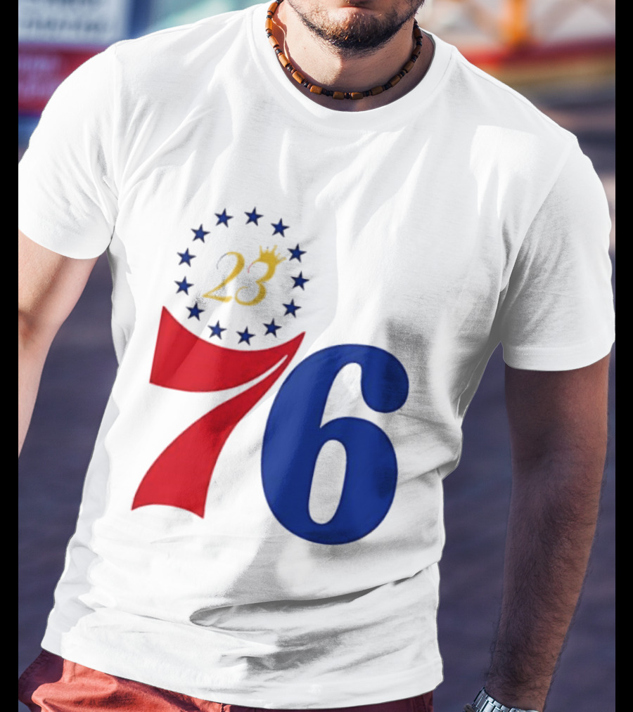LeBron James 23 Philadelphia 76ers Inspired Number Stars T-Shirt