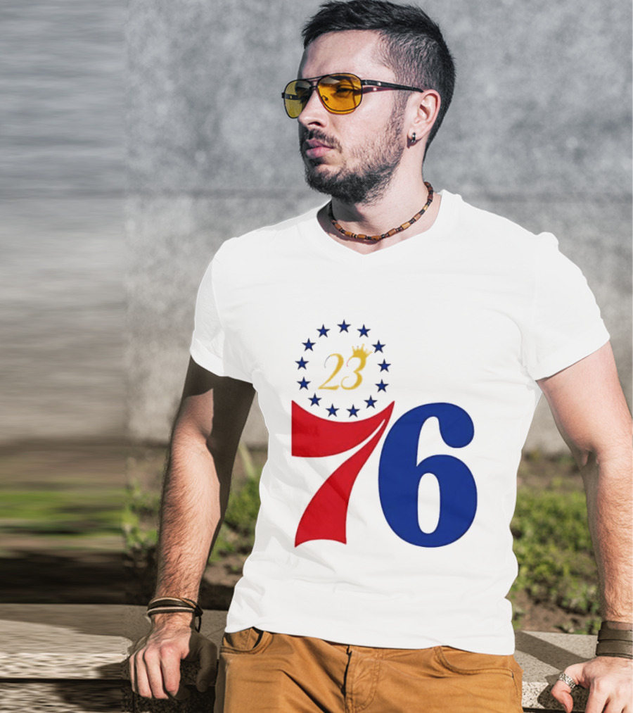 LeBron James 23 Philadelphia 76ers Inspired Number Stars T-Shirt
