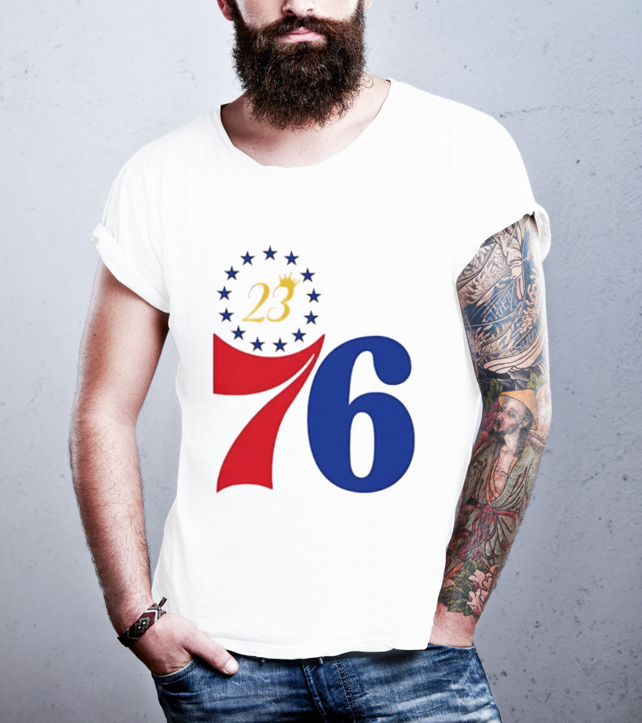 LeBron James 23 Philadelphia 76ers Inspired Number Stars T-Shirt