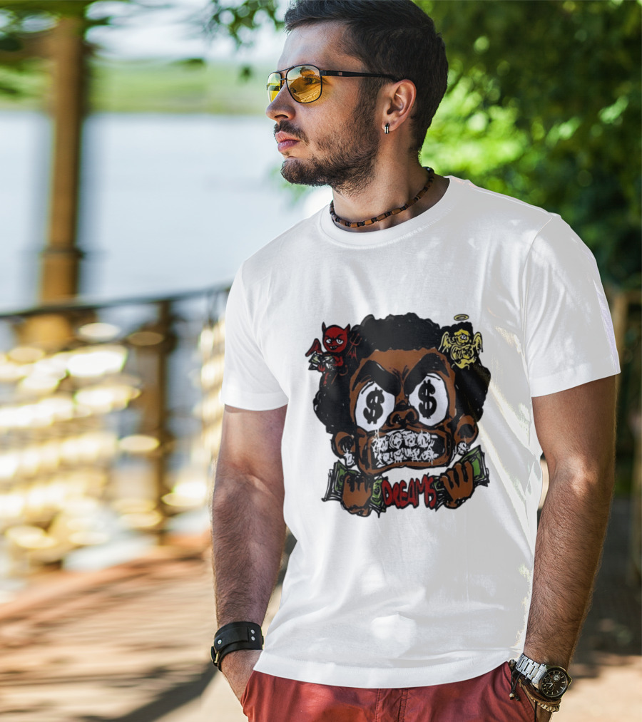 Dreams Money Cartoon Streetwear Dollar Eye Angel Devil T-Shirt