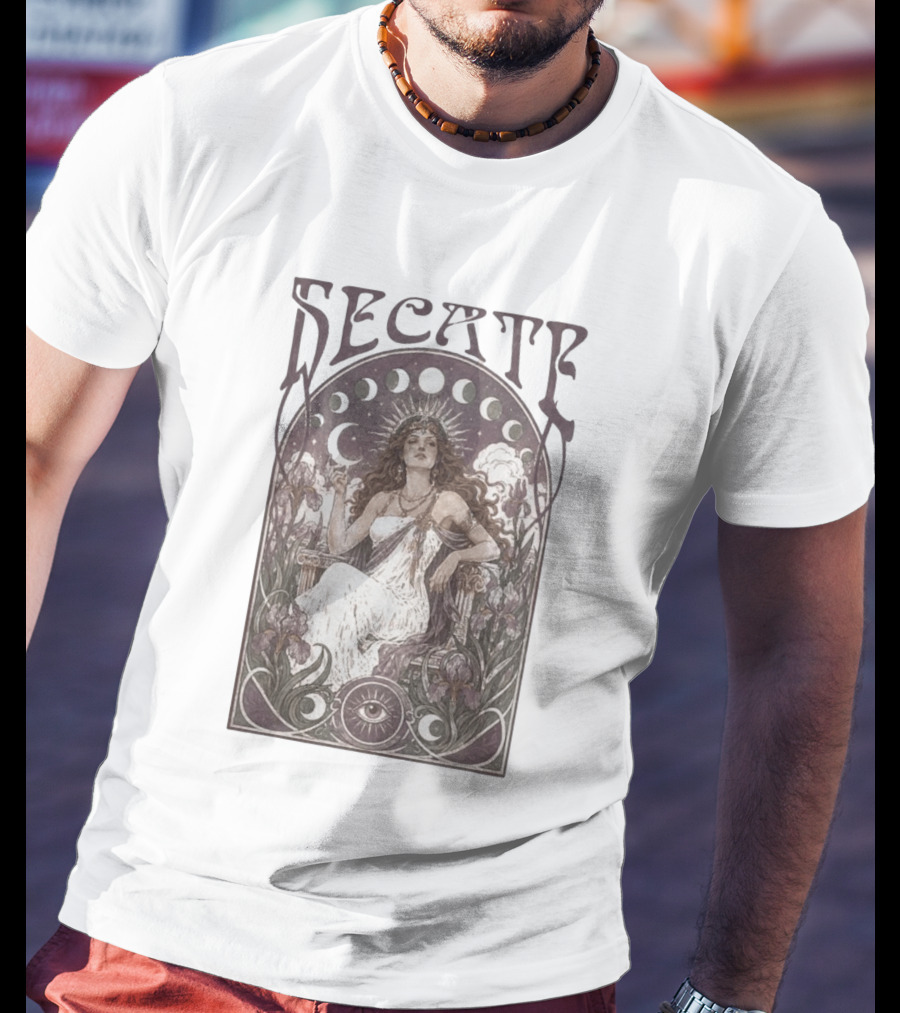Hecate Goddess Moon Phases Magic Feminist Witch Pagan Crossroads Key Goth Grunge T-Shirt