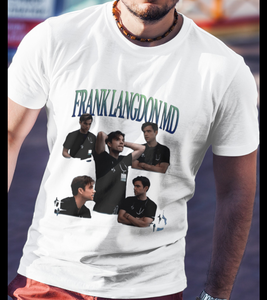 FRANK LANGDON MD Doctor Medical TV Show Character Stethoscope And ID T-Shirt