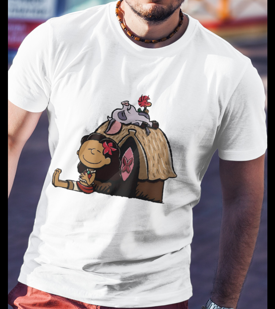 Moana Pua Heihei Peanuts Doghouse Cartoon T-Shirt