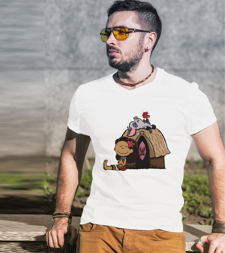 Moana Pua Heihei Peanuts Doghouse Cartoon T-Shirt