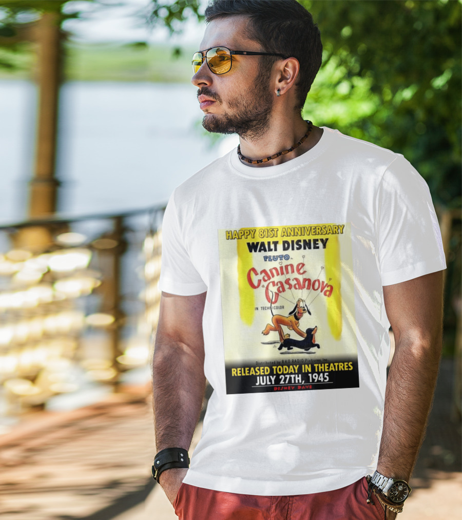 Walt Disney Pluto Canine Casanova 81st Anniversary Released July 27th 1945 T-Shirt
