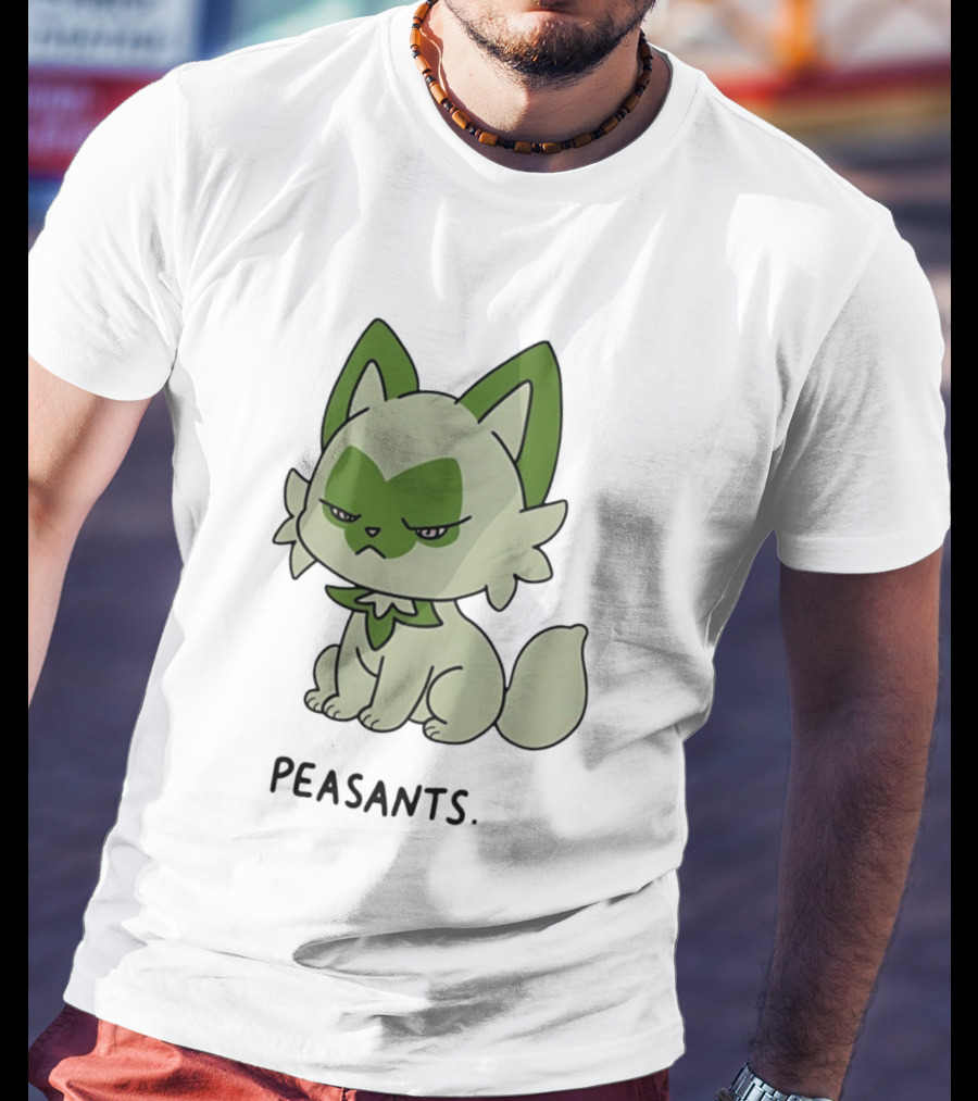 Sprigatito Peasants Meme Pokemon Cat Image Text Purr Delusion T-Shirt