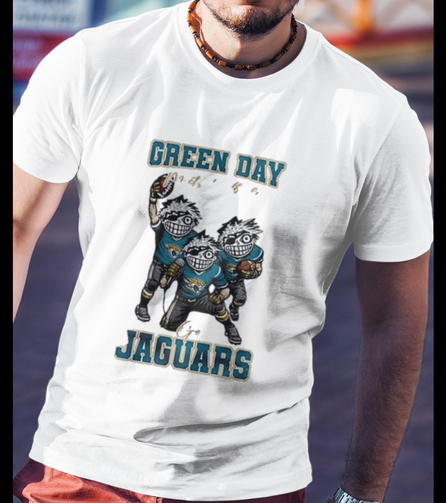 Green Day Jacksonville Jaguars Crossover With Football Characters T-Shirt