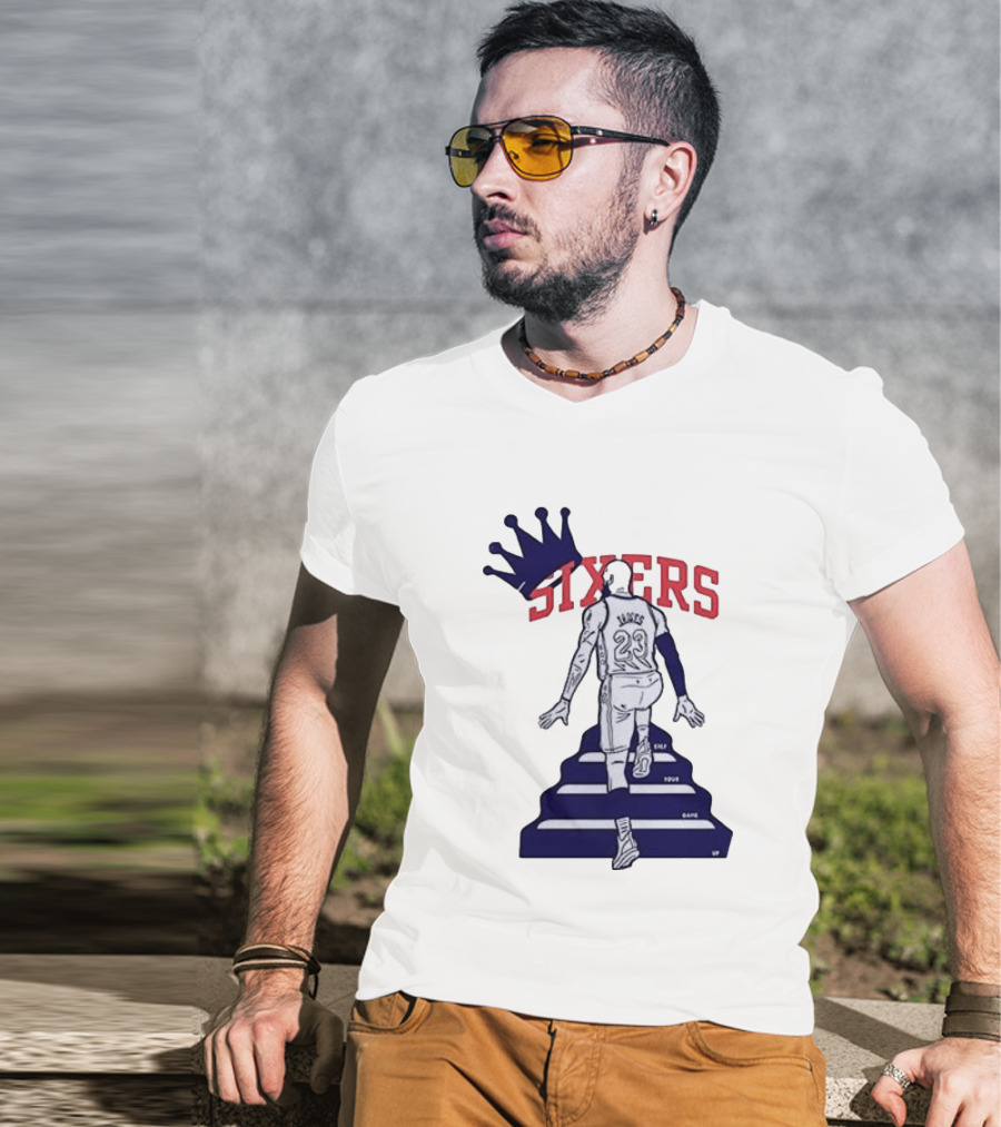 Philadelphia 76ers Sixers Lebron James Crowned Steps Silhouette 23 T-Shirt