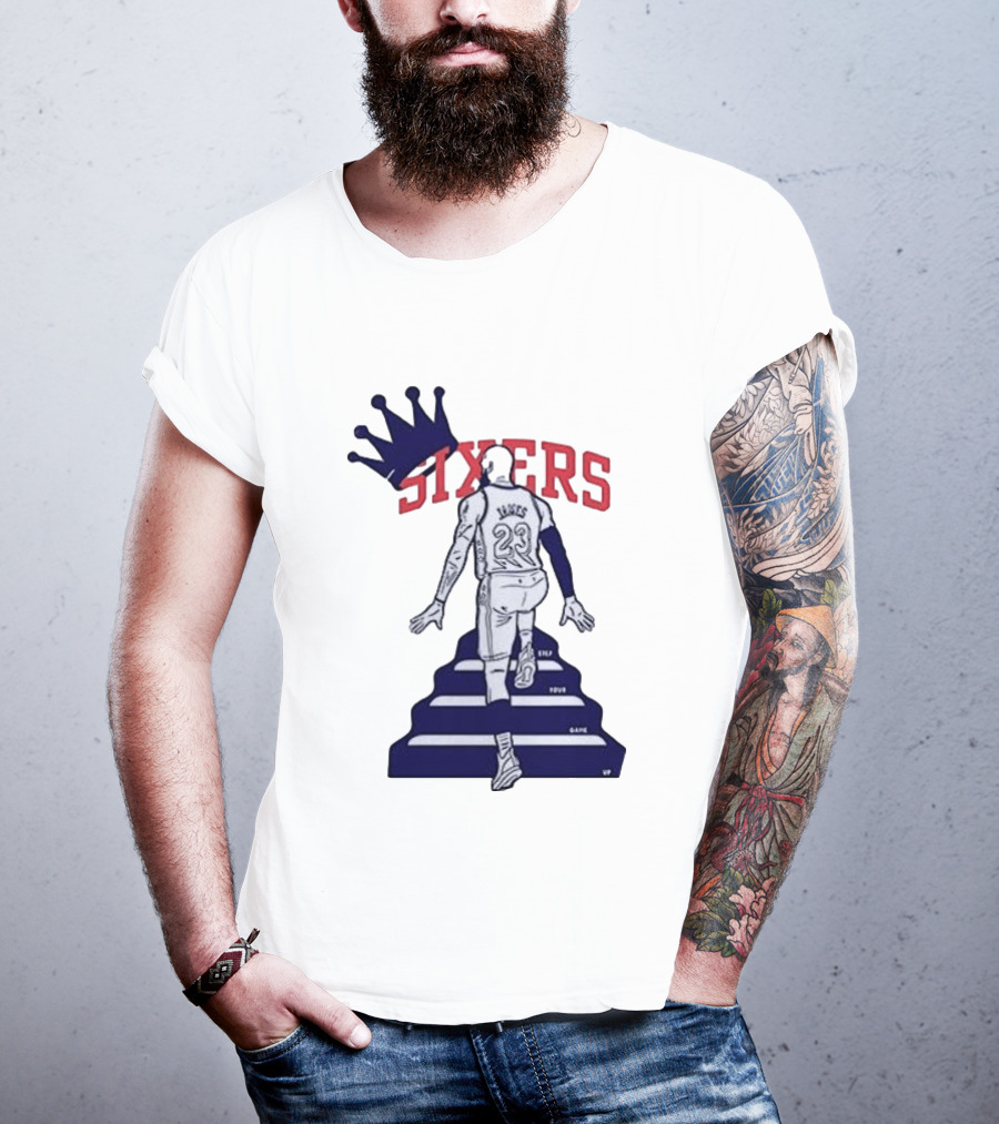Philadelphia 76ers Sixers Lebron James Crowned Steps Silhouette 23 T-Shirt