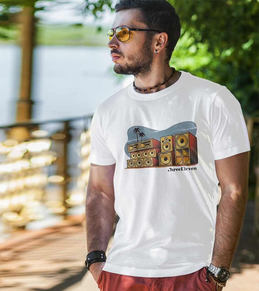 ThreeEleven Sound System Speaker Stack Reggae With Palm Trees T-Shirt