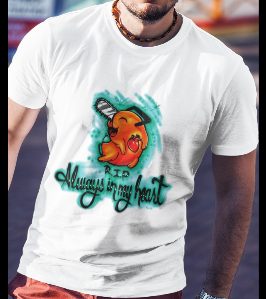 Pochita Chainsaw Man RIP Always In My Heart Memorial Anime T-Shirt