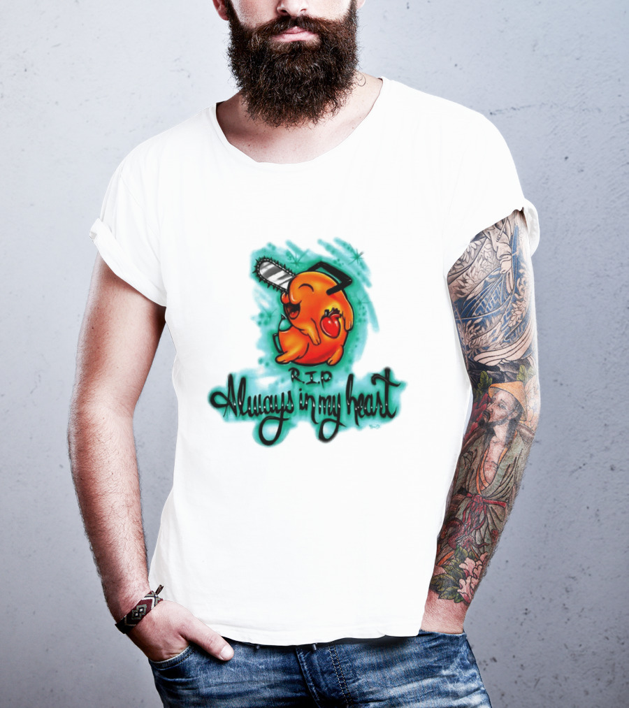 Pochita Chainsaw Man RIP Always In My Heart Memorial Anime T-Shirt