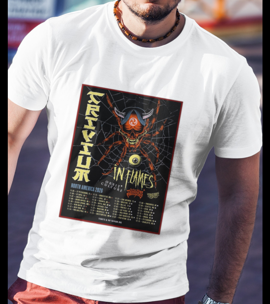 Trivium In Flames Orbit Culture Fit For An Autopsy North America 2026 Tour Dates And Locations T-Shirt