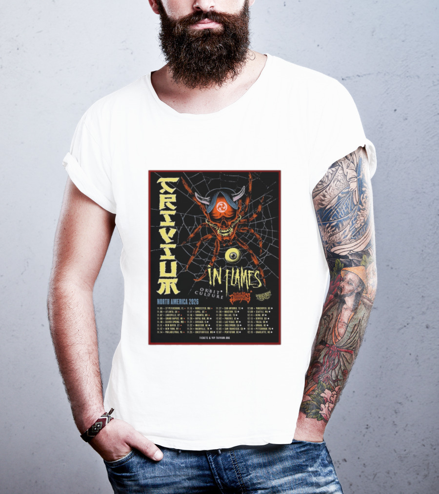 Trivium In Flames Orbit Culture Fit For An Autopsy North America 2026 Tour Dates And Locations T-Shirt