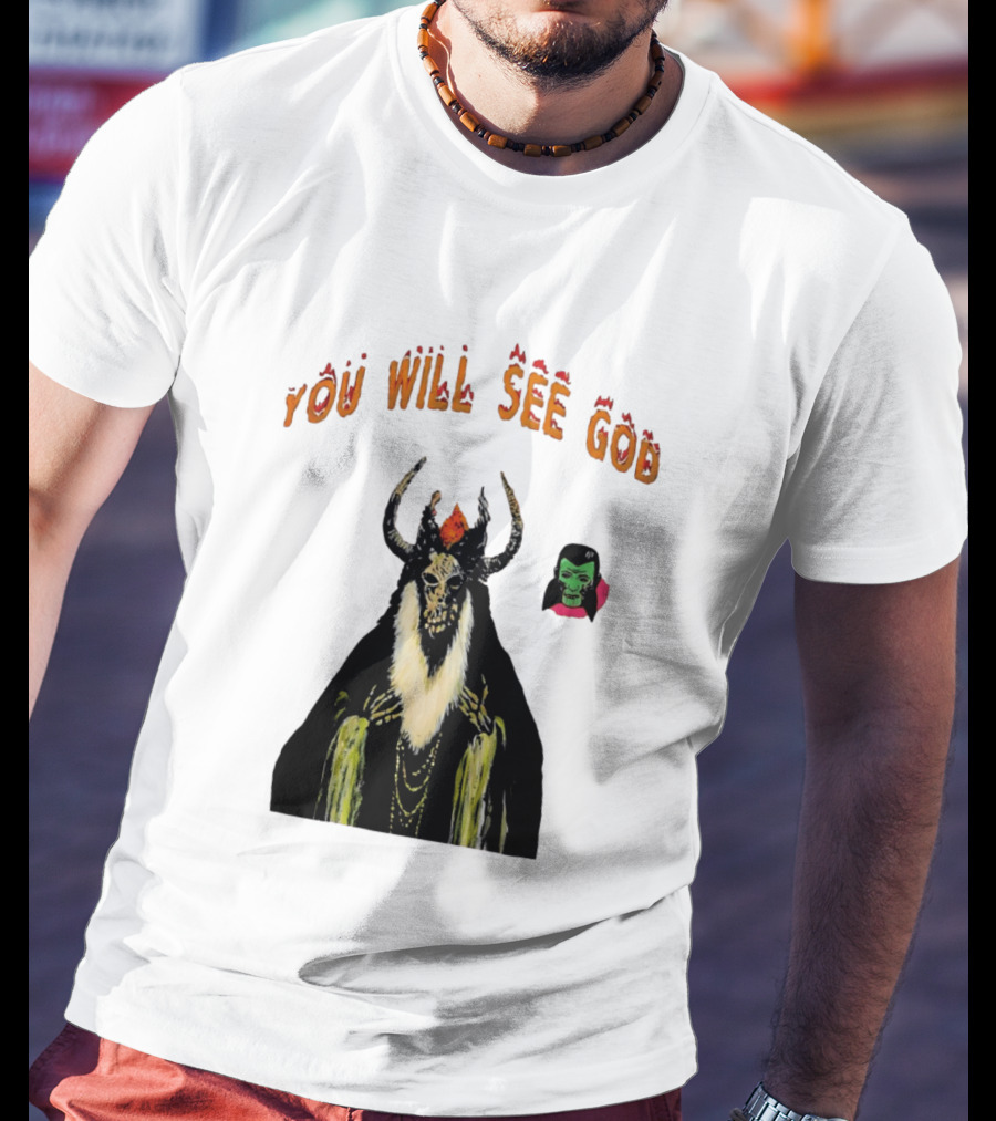 You Will See God Demon Occult Satanic Horror Green Masked Face T-Shirt