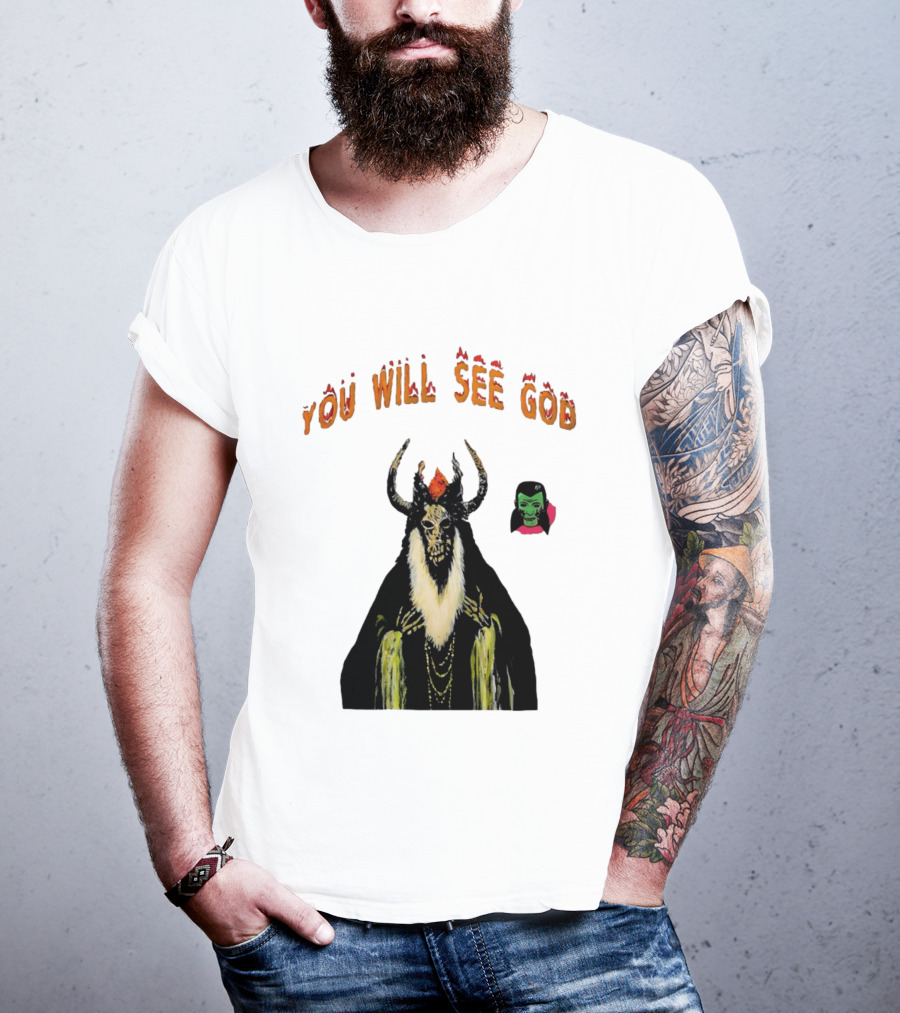 You Will See God Demon Occult Satanic Horror Green Masked Face T-Shirt