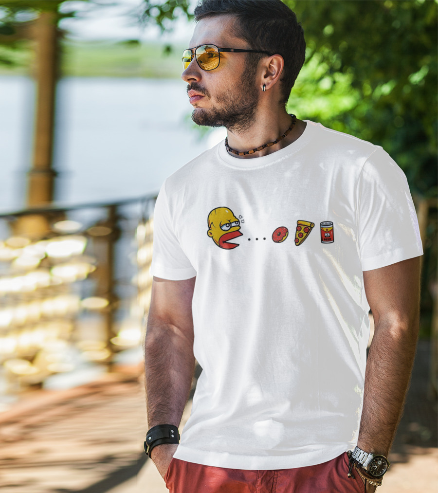 Simps Dad Pac Man Eating Donut Pizza And Beer T-Shirt