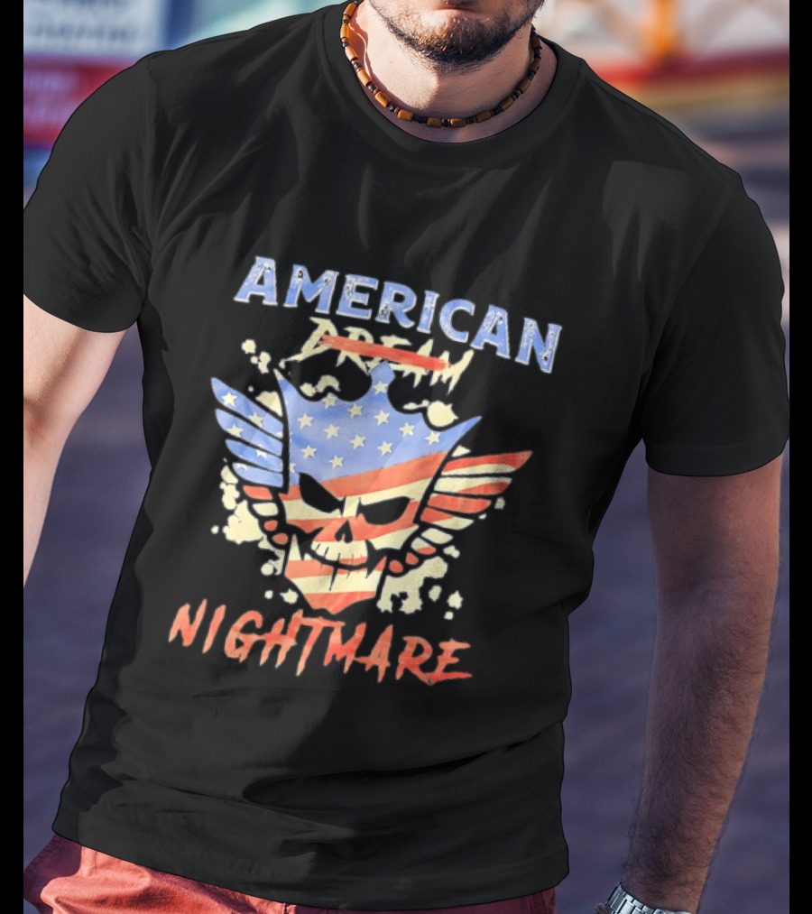American Dream Nightmare Skull Patriotic Stars And Stripes T-Shirt