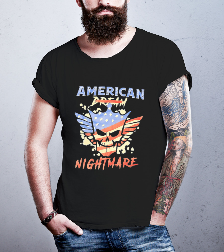 American Dream Nightmare Skull Patriotic Stars And Stripes T-Shirt