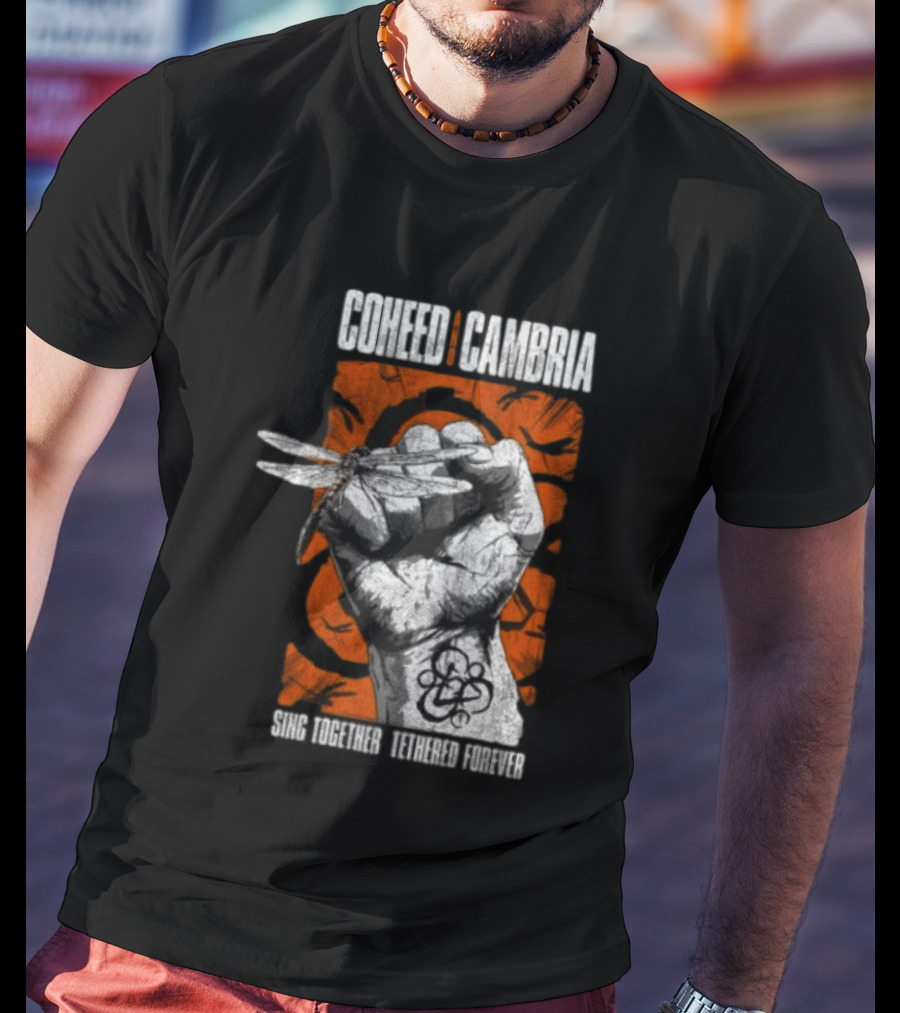 Coheed Cambria Dragonfly Fist Sing Together Tethered Courier T-Shirt