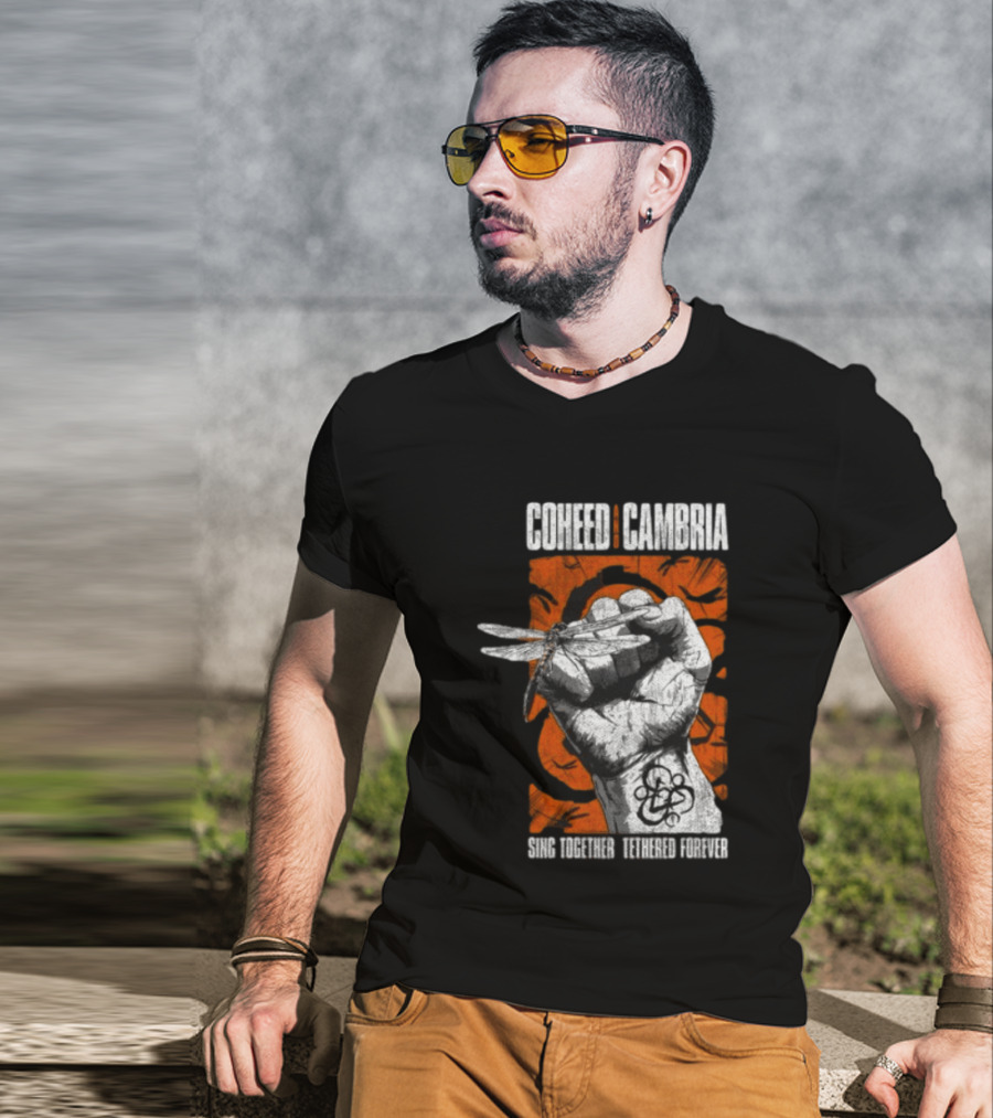 Coheed Cambria Dragonfly Fist Sing Together Tethered Courier T-Shirt