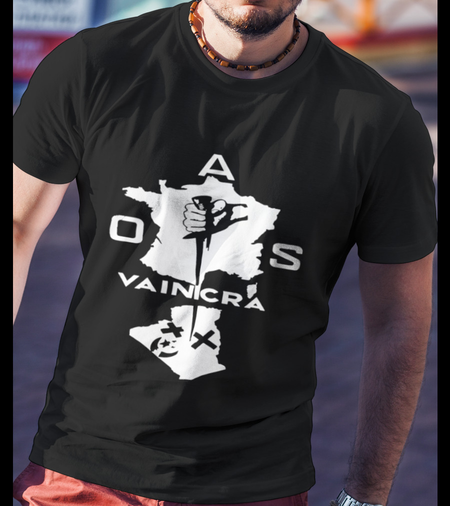 OAS Vaincra France Algeria Map Hand Dagger T-Shirt