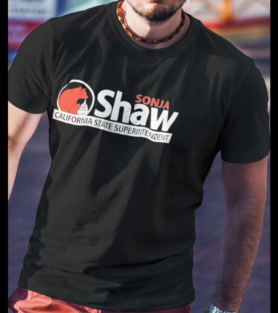 SONJA SHAW California State Superintendent Red Bear California Capitol T-Shirt