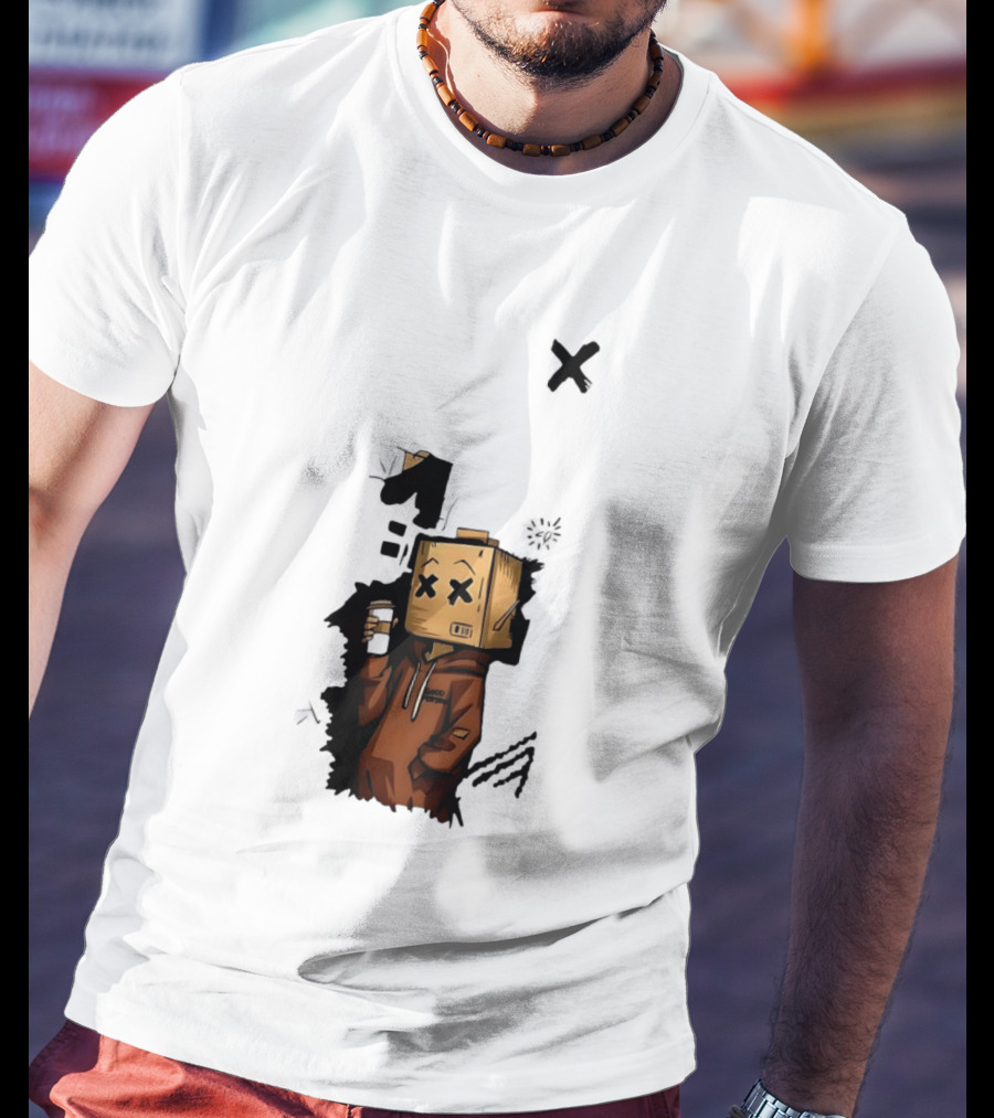 Good Person Box Head Drinking Coffee T-Shirt