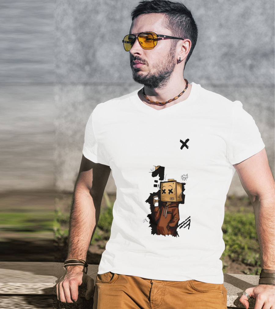 Good Person Box Head Drinking Coffee T-Shirt