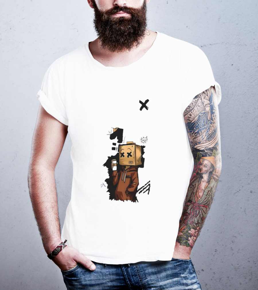 Good Person Box Head Drinking Coffee T-Shirt
