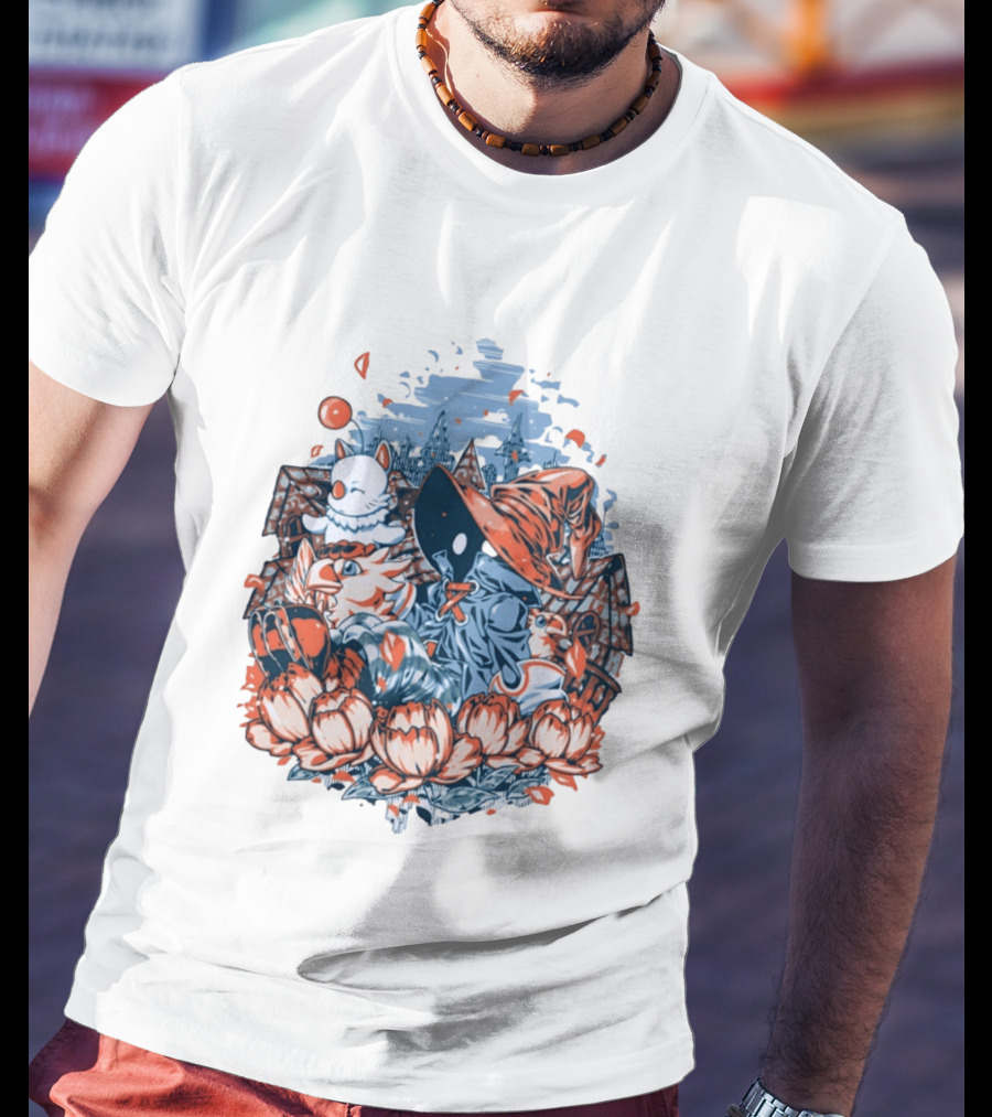 Vivi Ornitier Moogles Chocobos Day Of Calm Fantasy Blossom Scene T-Shirt