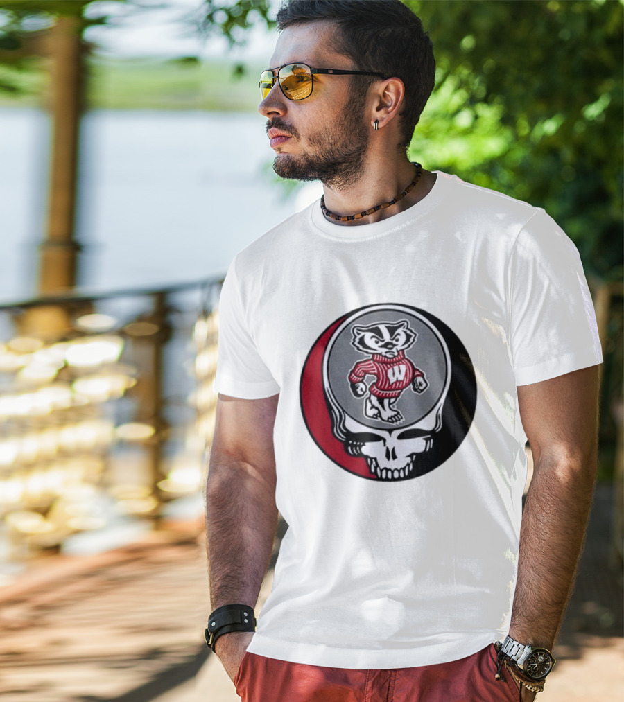 Grateful Dead Wisconsin Badgers Skull And Bucky T-Shirt