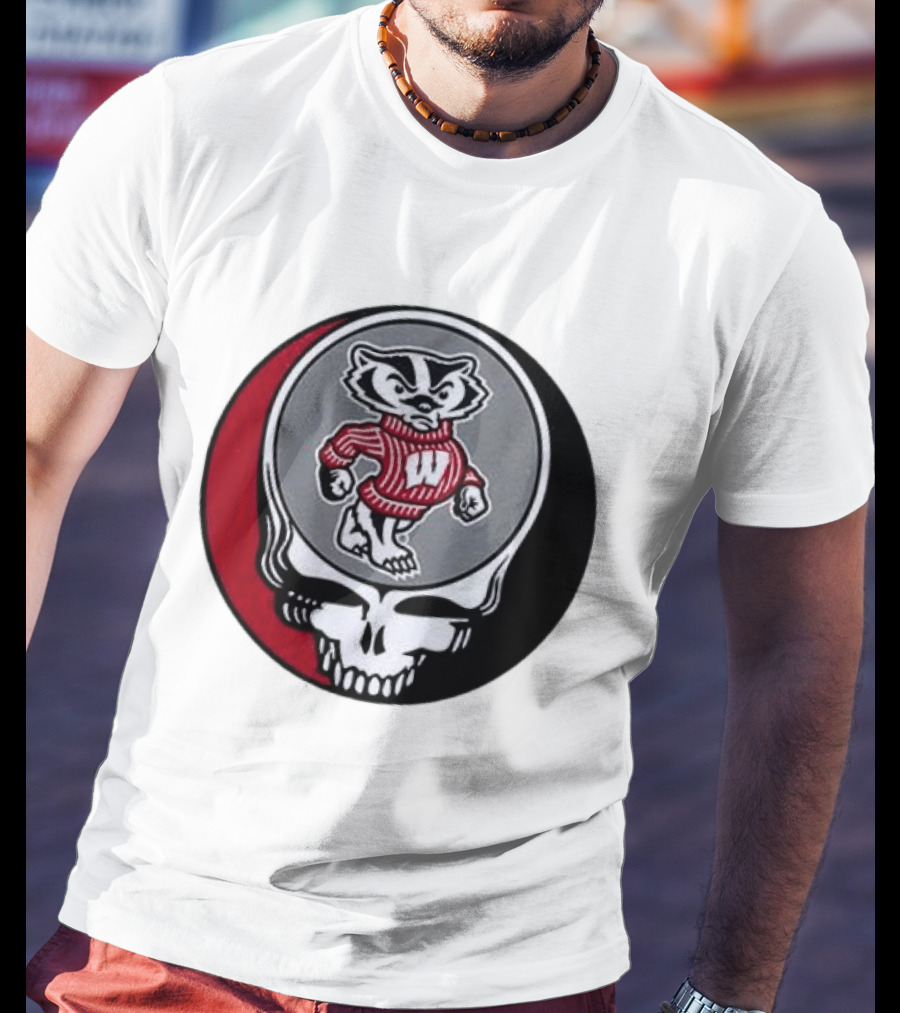 Grateful Dead Wisconsin Badgers Skull And Bucky T-Shirt
