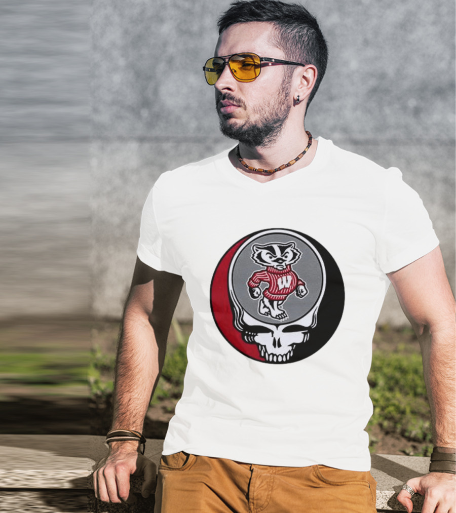 Grateful Dead Wisconsin Badgers Skull And Bucky T-Shirt