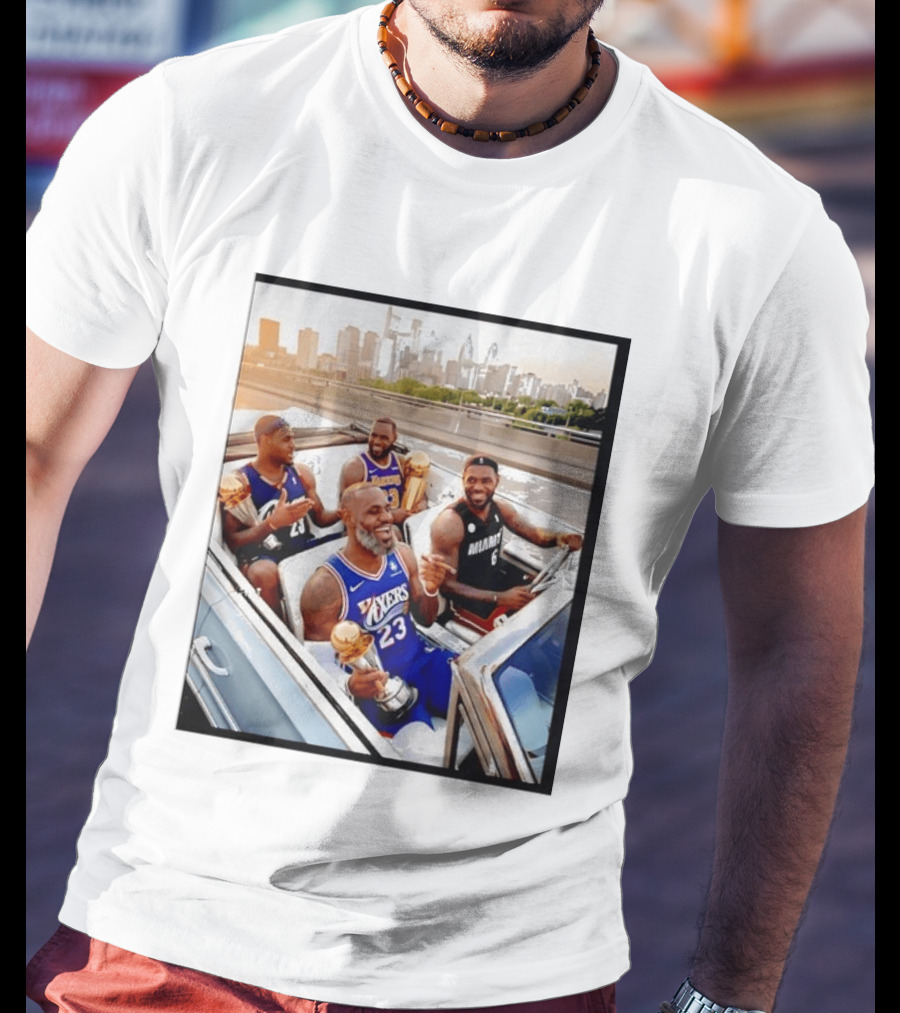 Lebron James Lakers Cavaliers Heat Champions Trophies Parade T-Shirt