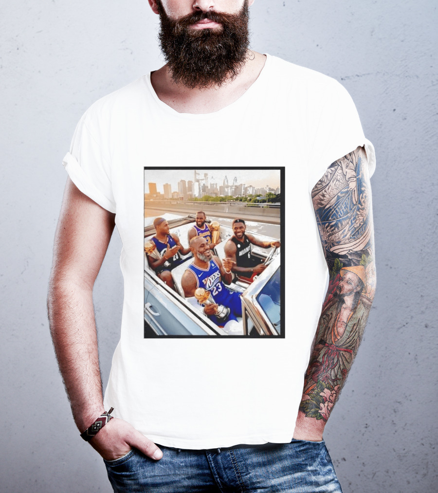 Lebron James Lakers Cavaliers Heat Champions Trophies Parade T-Shirt