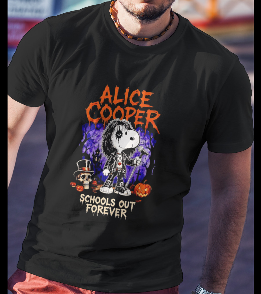 Alice Cooper Snoopy Schools Out Forever Halloween Punk Rock Mashup T-Shirt