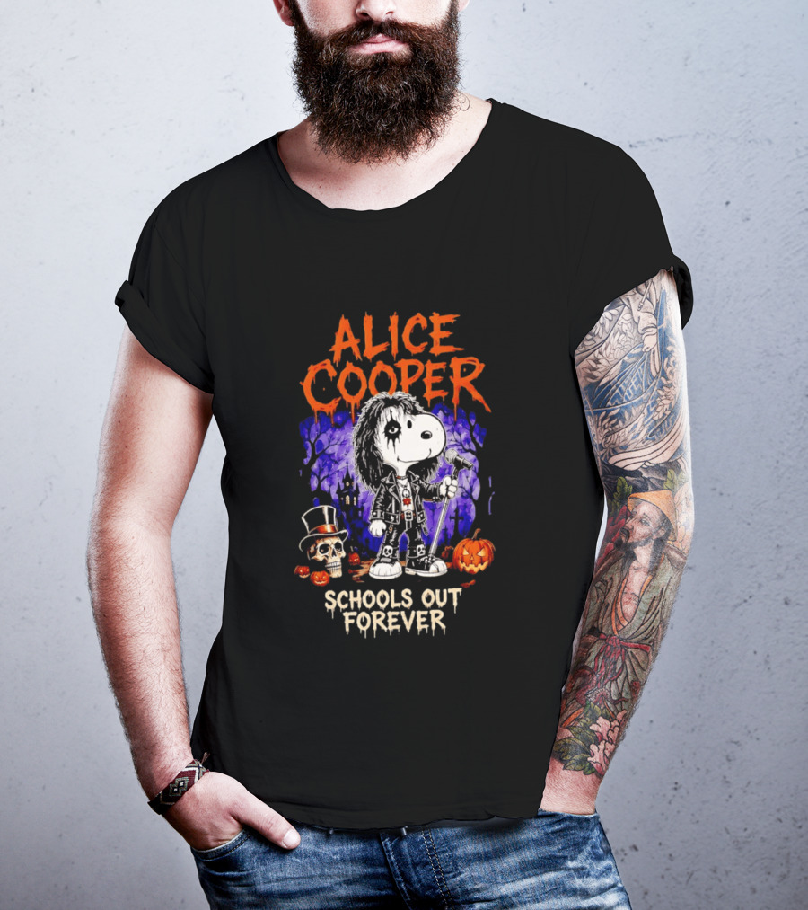 Alice Cooper Snoopy Schools Out Forever Halloween Punk Rock Mashup T-Shirt