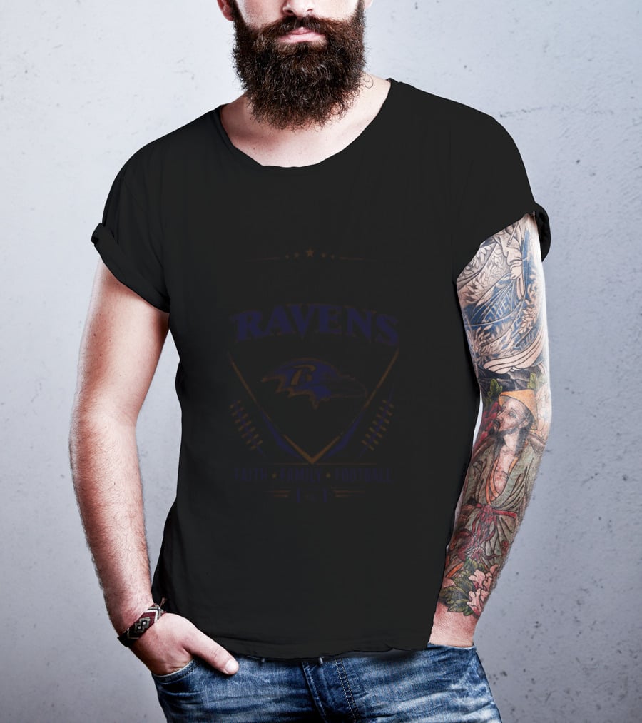 Baltimore Ravens Faith Family Football Fan Gear T-Shirt