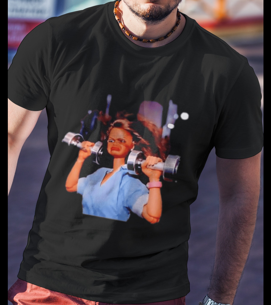 Barbie Lifting Weights Gym Meme Motivational Fitness Humor T-Shirt