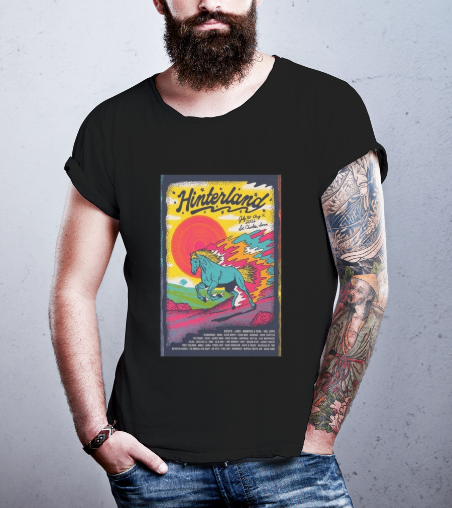 Hinterland Music Festival 2026 St. Charles Iowa July 30 August 2 Lineup Kaleidoscopic Horse T-Shirt