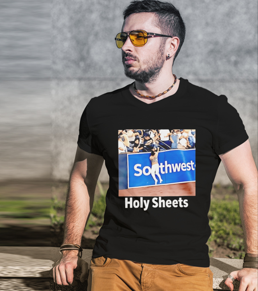 Southwest Holy Sheets Baseball Meme Fan Reaching Catch T-Shirt