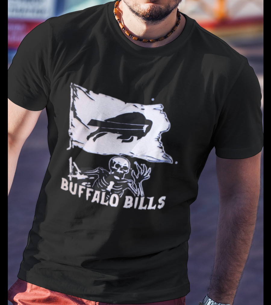 Buffalo Bills Skeleton Flag Football NFL Team Spirit T-Shirt