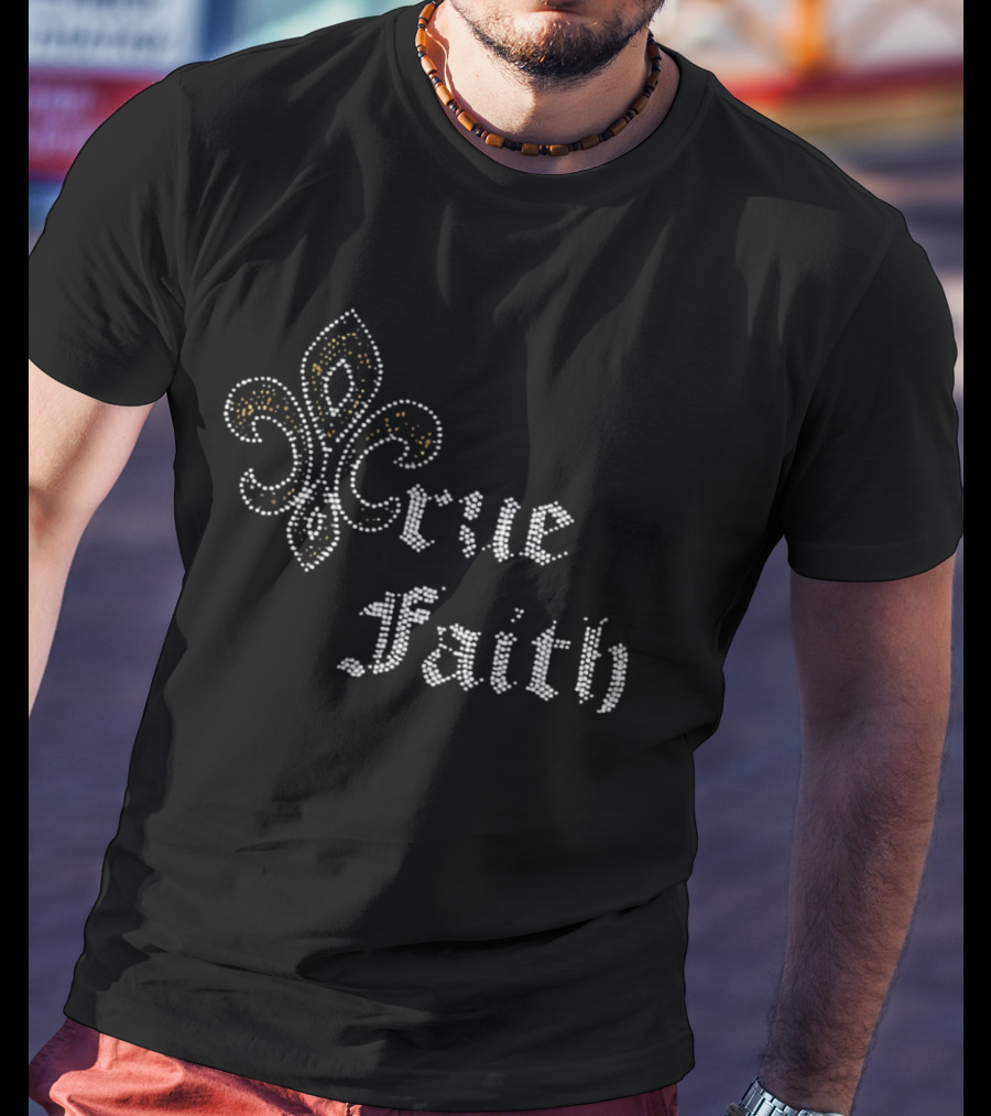 Crue Faith Fleur De Lis Rhinestone Ornament T-Shirt