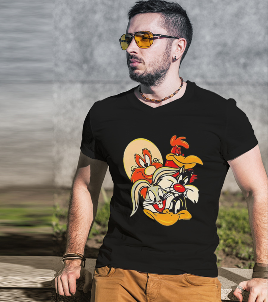Looney Tunes Smiling Faces Bugs Bunny Sylvester Foghorn Leghorn Taz T-Shirt